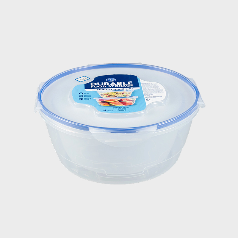 PFT006 Wadah Penyimpanan Makanan PP+TPR Kapasitas Tinggi Bulat Kelas Komersial Set 2 Pak dengan Tutup Overmolded Pengunci 4 Sisi