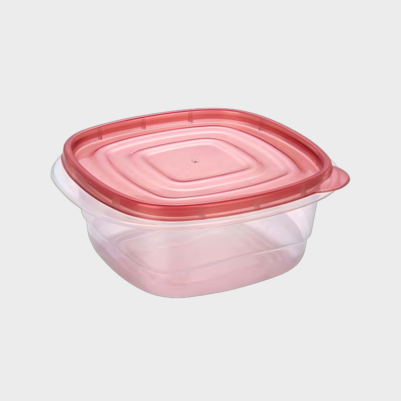 PFB010 1000ml Set Wadah Penyimpanan Makanan dan Pertanian PP Persegi dengan Tutup Merah