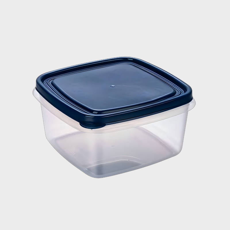 PFB022 1250ml Wadah Penyimpanan Makanan dan Pertanian PP Persegi Sama Sisi dengan Tutup Biru